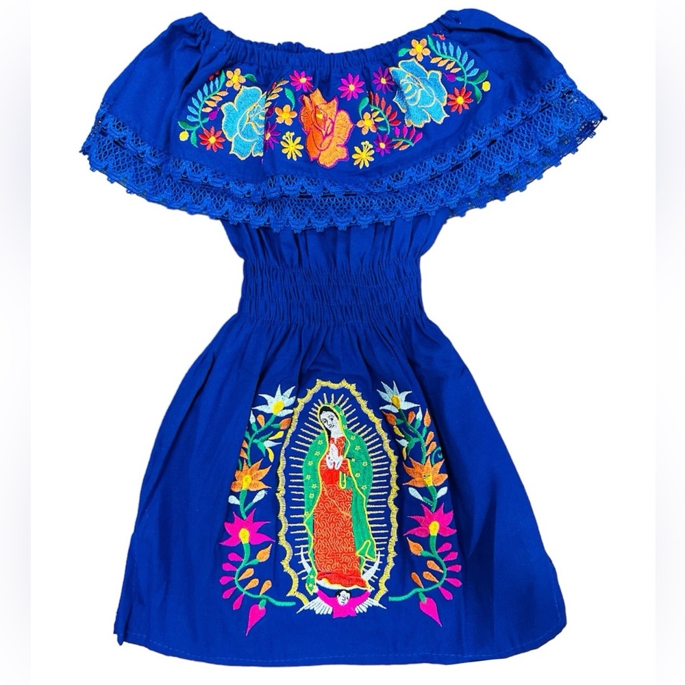 Virgencita Girls Dress Royal Blue